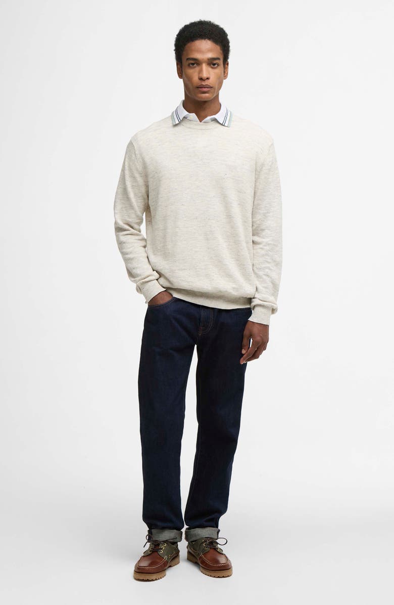 Barbour Flaxby Linen Blend Crewneck Sweater, Alternate, color, Neutral