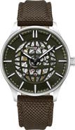 Kenneth Cole New York The Thompson Skeleton Automatic Nylon Strap Watch, 43.5mm