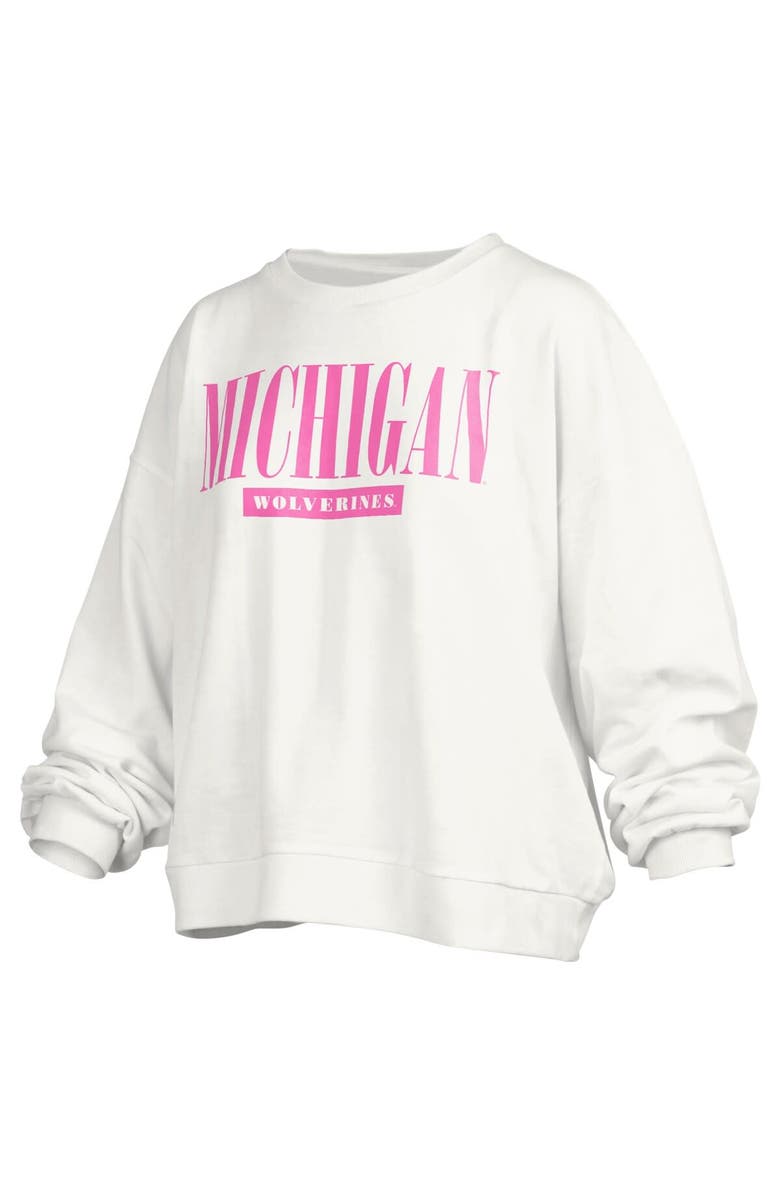 PRESSBOX Women's Pressbox White Michigan Wolverines Sutton Janise Waist Length Oversized Pullover Sweatshirt, Alternate, color, White