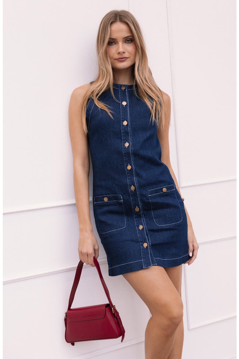 Lisa Denim Minidress, Alternate, color, MEDIUM DENIM