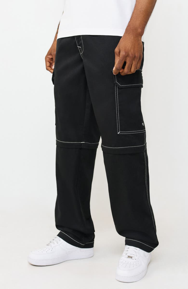 True Religion Convertible Zipper Cargo Pants, Alternate, color, Jet Black