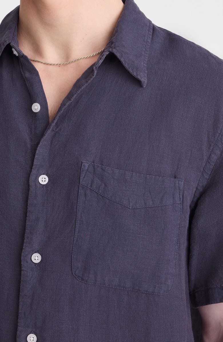 Madewell Short Sleeve Linen Shirt, Alternate, color, Ink