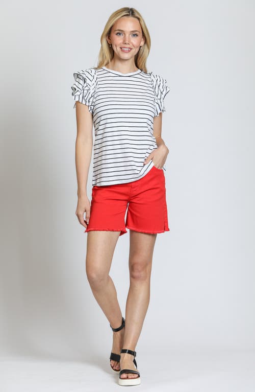 Apny Fray Hem Cutoff Denim Shorts In Rocco Red