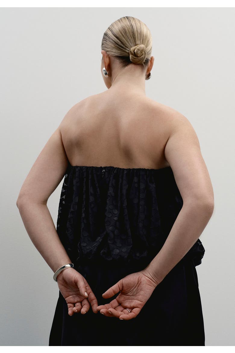 Strapless Bubble Top, Alternate, color, BLACK BEAUTY