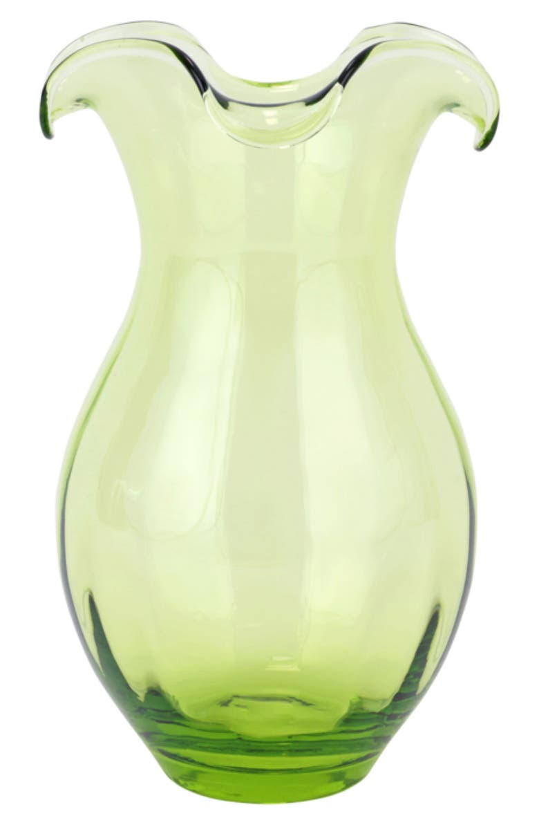 VIETRI Hibiscus Medium Fluted Glass Vase, Main, color, Green