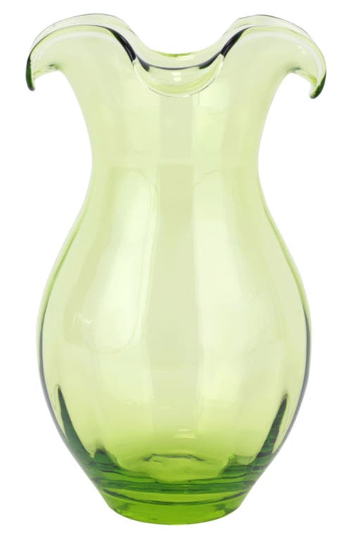 Vietri Hibiscus Glass Vertical Fluted Medium Vase In Green