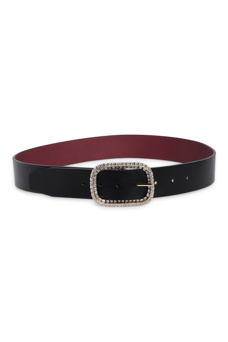 Rhinestone Buckle Faux Leather Belt, Main, color, BLACK/ MULTI