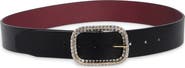 Steve Madden Rhinestone Buckle Faux Leather Belt