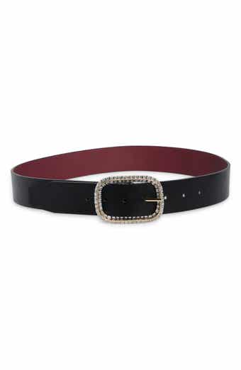 Steve Madden Rhinestone Buckle Faux Leather Belt