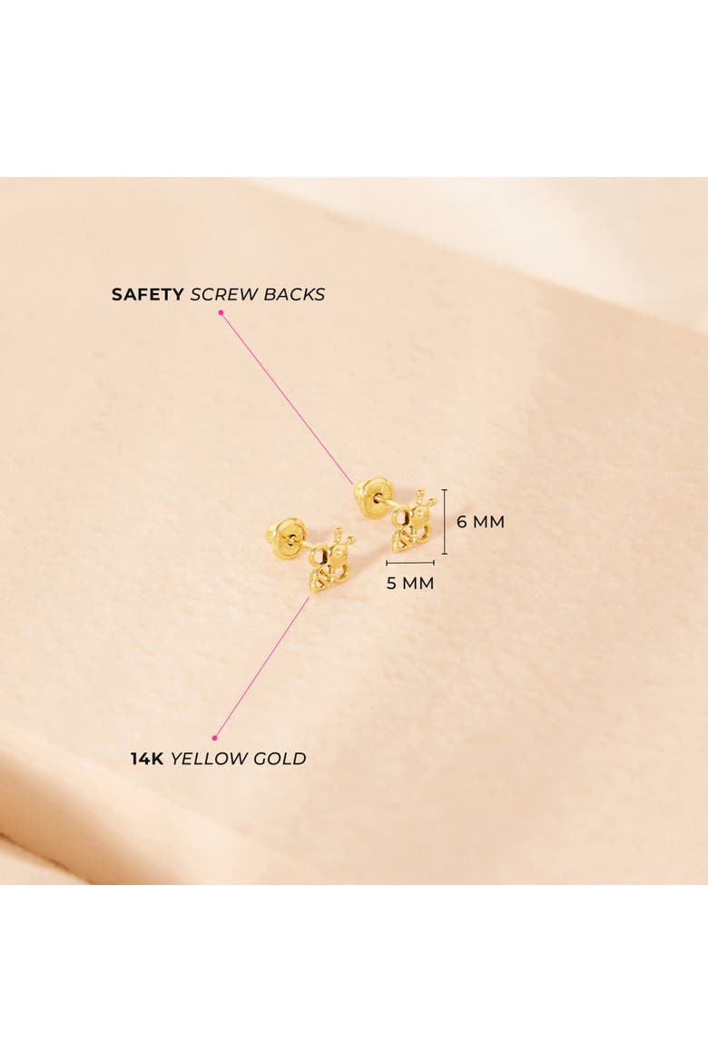 14k Sweet Bee Girl Earrings, Alternate, color, Gold