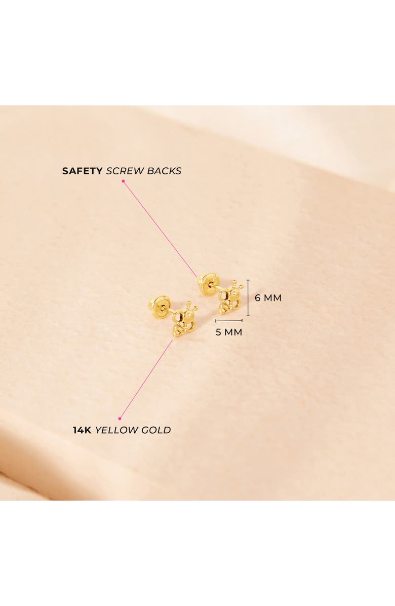 In Season Jewelry 14k Sweet Bee Girl Earrings, Alternate, color, Gold