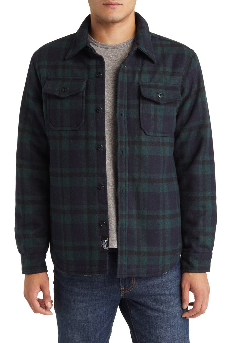 Plaid Wool Blend Shirt Jacket, Main, color, HUNTER GREEN
