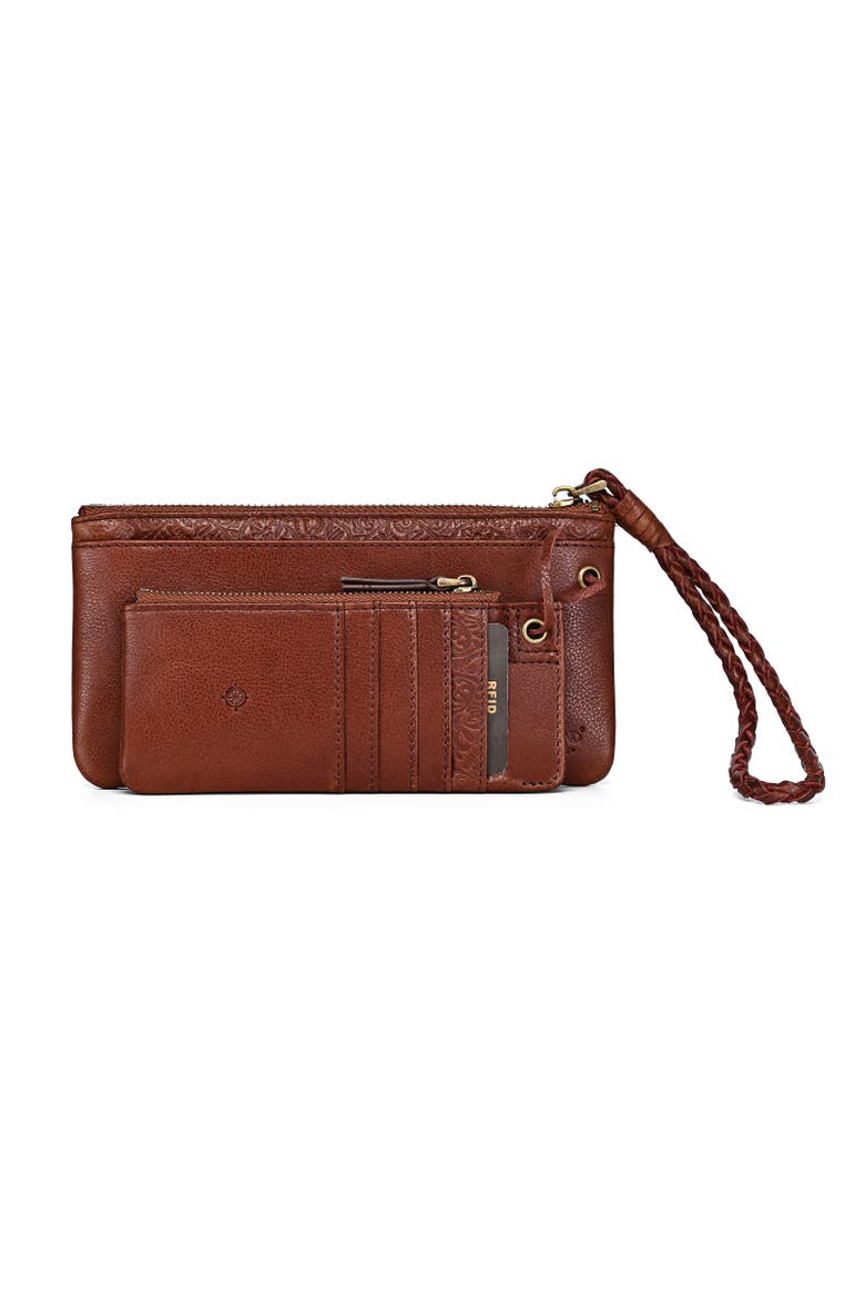 Marigold Genuine Leather Modular RFID Zip Wallet, Main, color, Brown