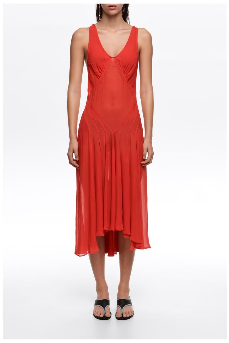Fluid Cross-Back Dress, Main, color, RED
