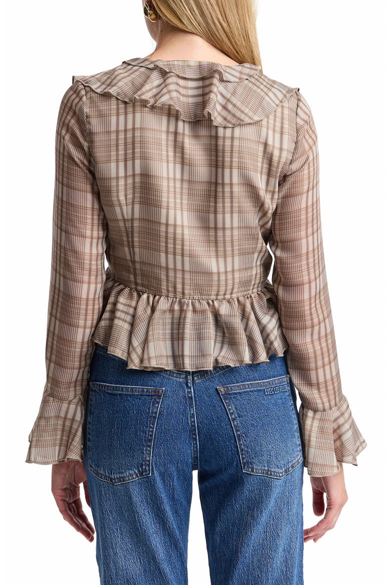Plaid Ruffle Blouse, Alternate, color, NATURAL PLAID
