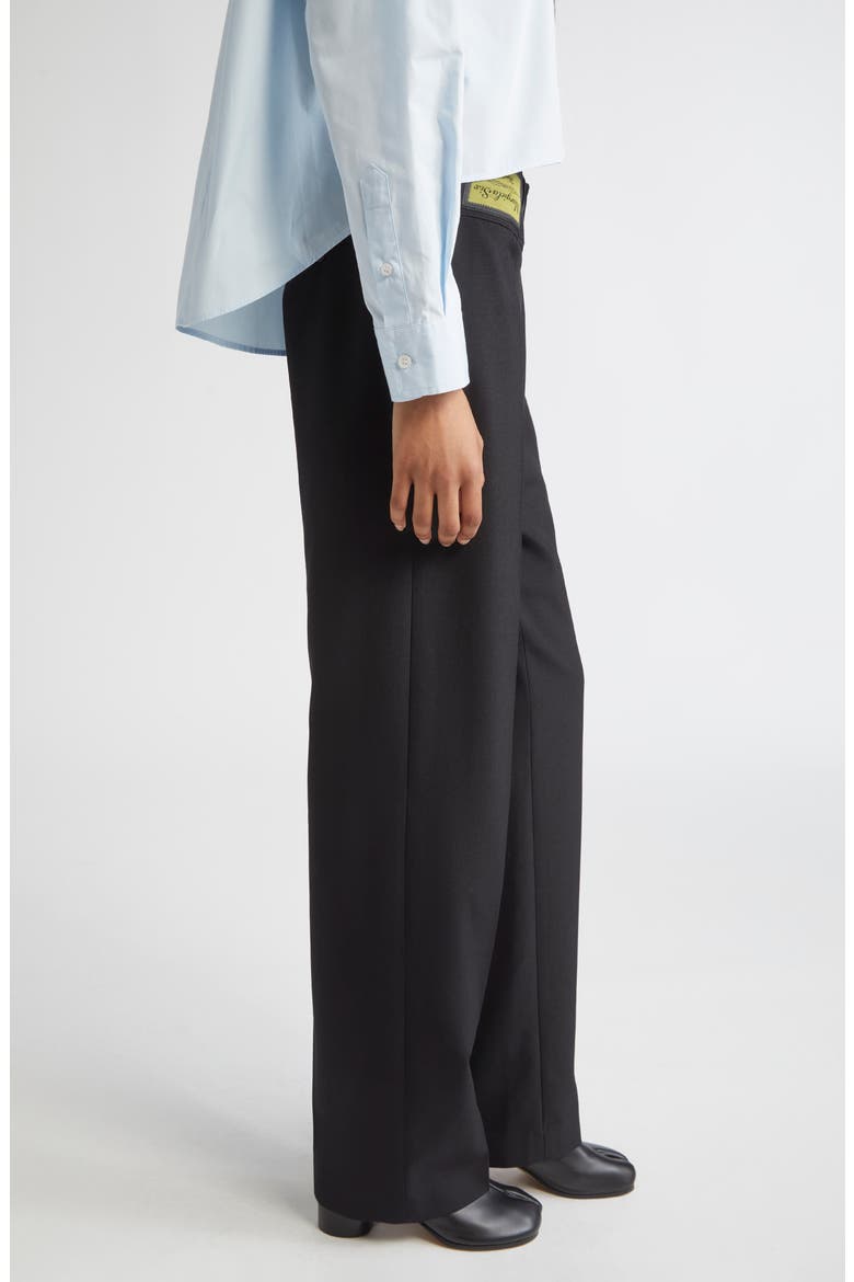Released Waistband Stretch Gabardine Straight Leg Pants, Alternate, color, BLACK