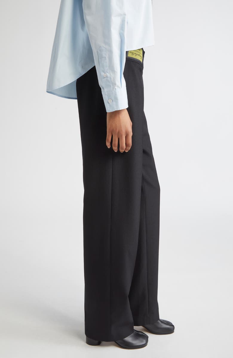 MM6 Maison Margiela Released Waistband Stretch Gabardine Straight Leg Pants, Alternate, color, Black