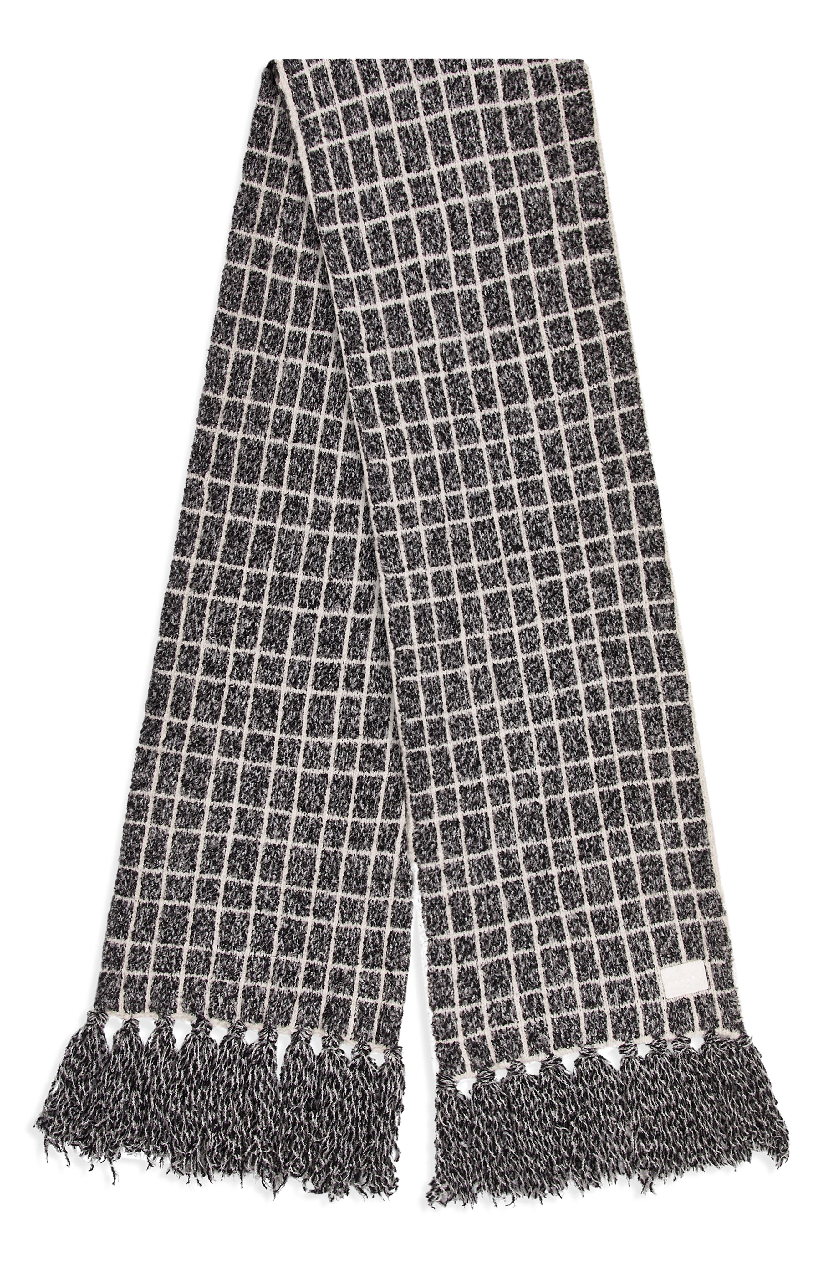 Varley Lindsey Check Bouclé Knit Scarf