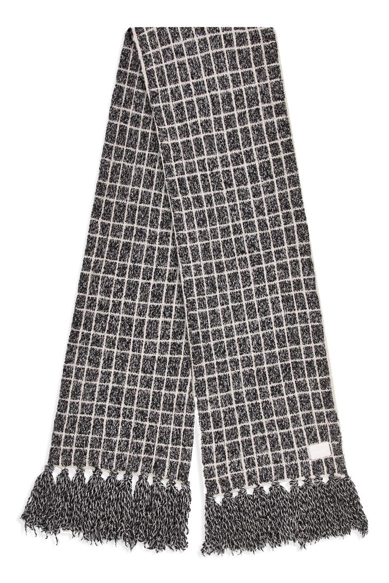 Lindsey Check Bouclé Knit Scarf, Main, color, CHARCOAL