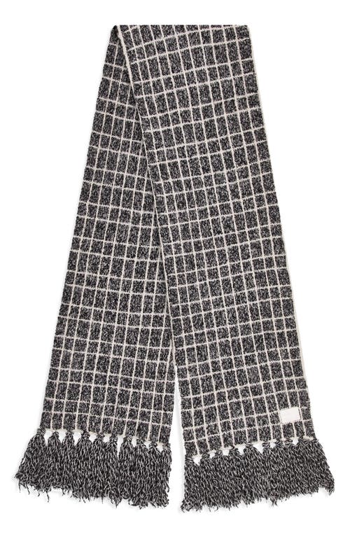 Varley Lindsey Check Bouclé Knit Scarf In White