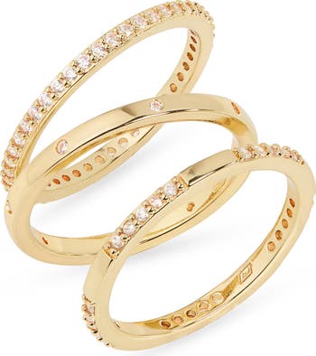 Set of 3 Cubic Zirconia Inset Stacking Band Rings