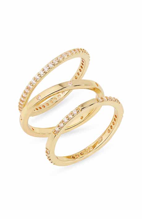 Set of 3 Cubic Zirconia Inset Stacking Band Rings