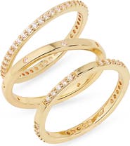 NORDSTROM RACK Set of 3 Cubic Zirconia Inset Stacking Band Rings