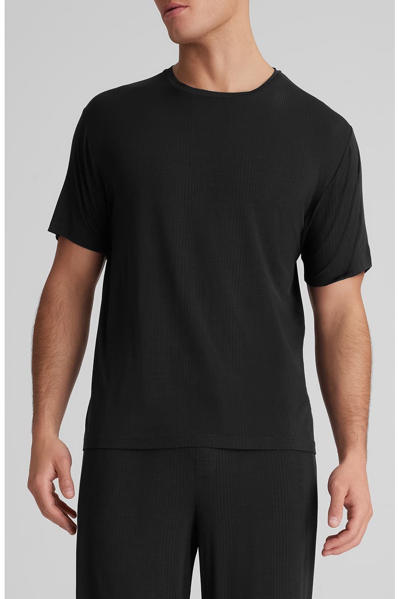 Luxe Rib Pajama T-Shirt, Main, color, BLACK