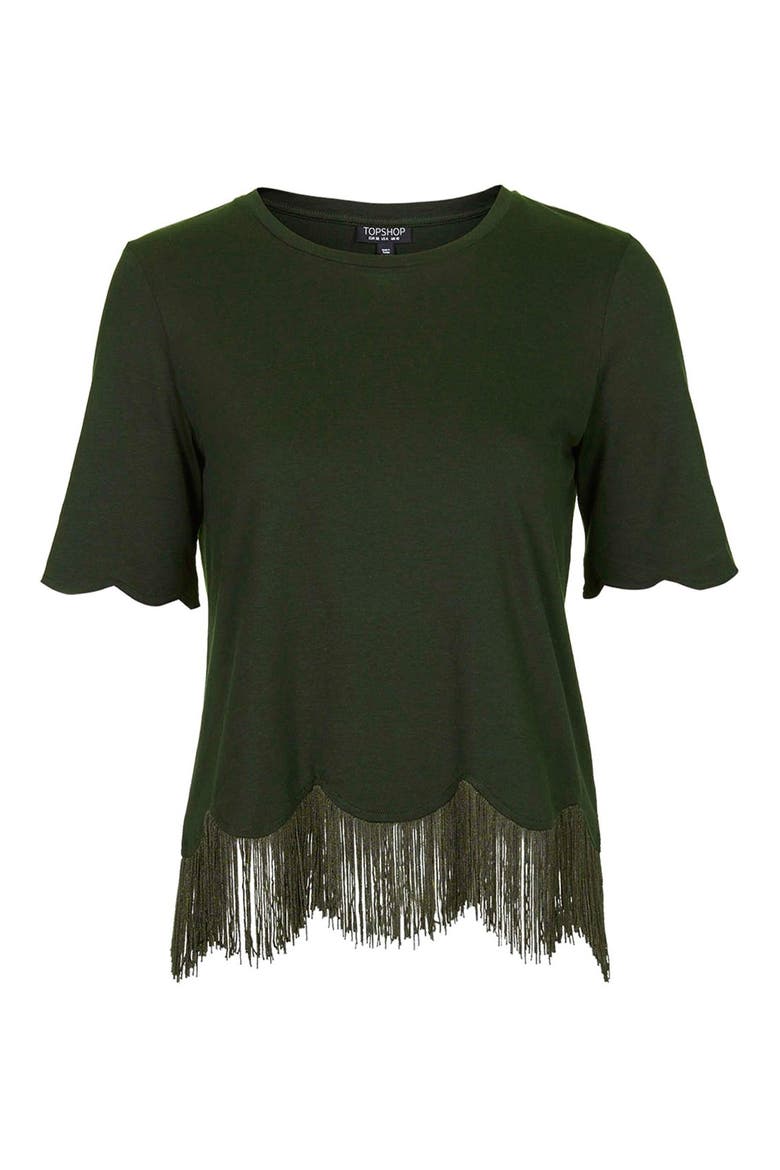 Fringe Scallop Tee, Alternate, color, DARK GREEN
