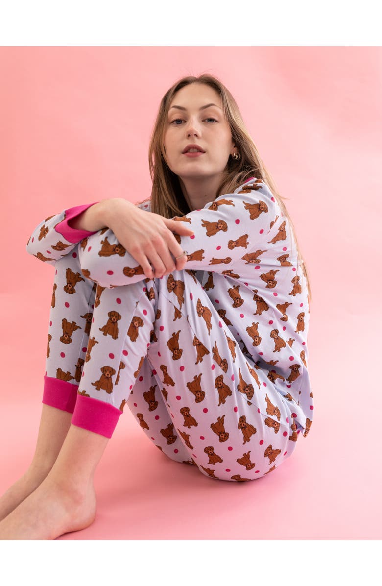 Leveret Women's Cotton Matching Family Pajamas, Dream Weaver Prints, Alternate, color, Puppy