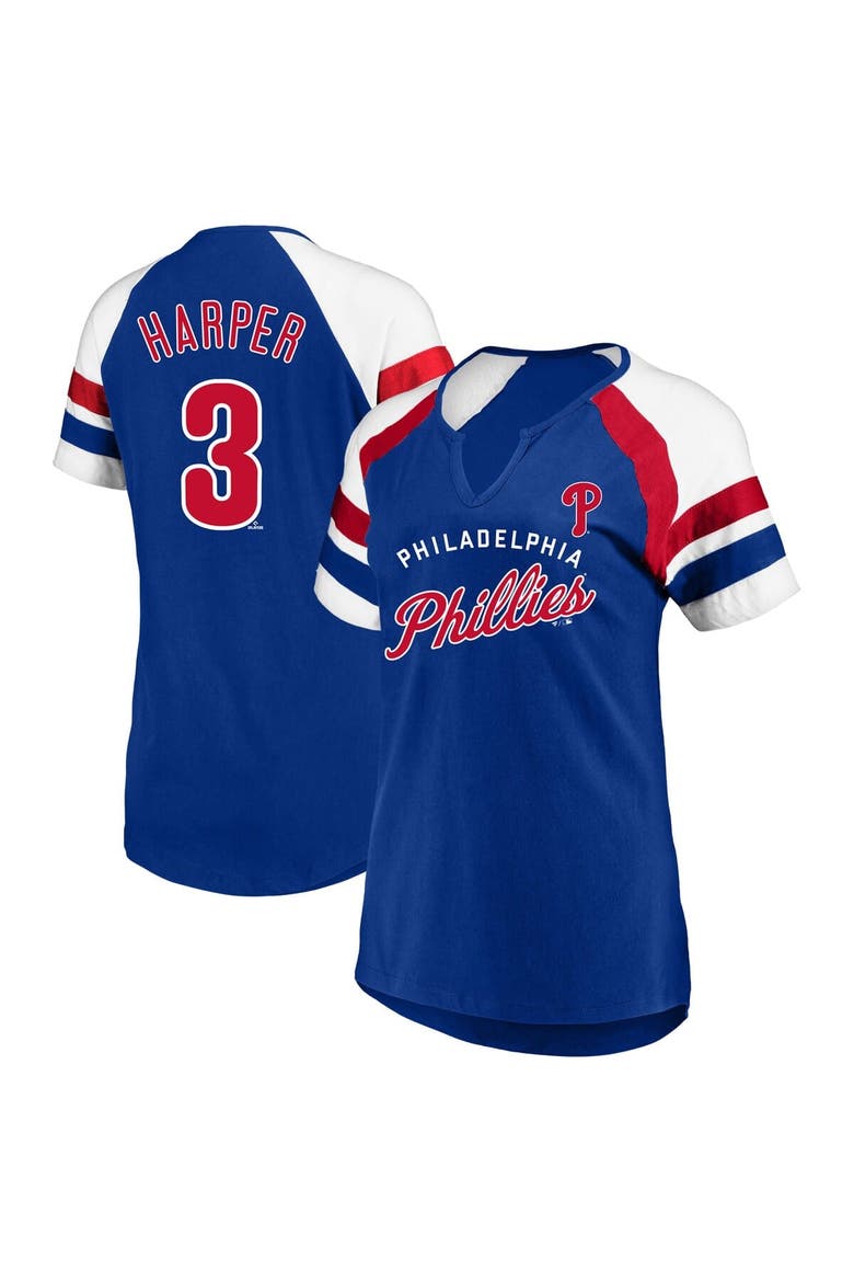 Women's Profile Bryce Harper Royal Philadelphia Phillies Plus Size Name & Number Raglan T-Shirt, Main, color, Royal
