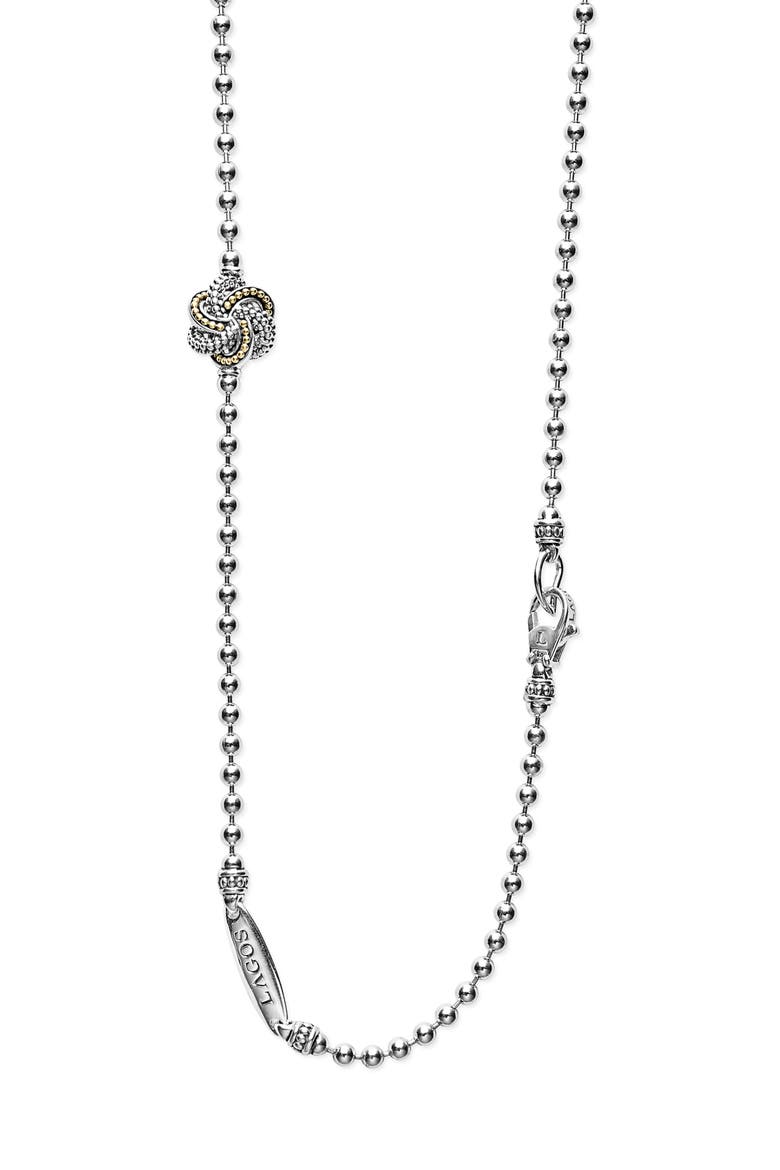Love Knot Long Station Necklace, Alternate, color, TWO-TONE