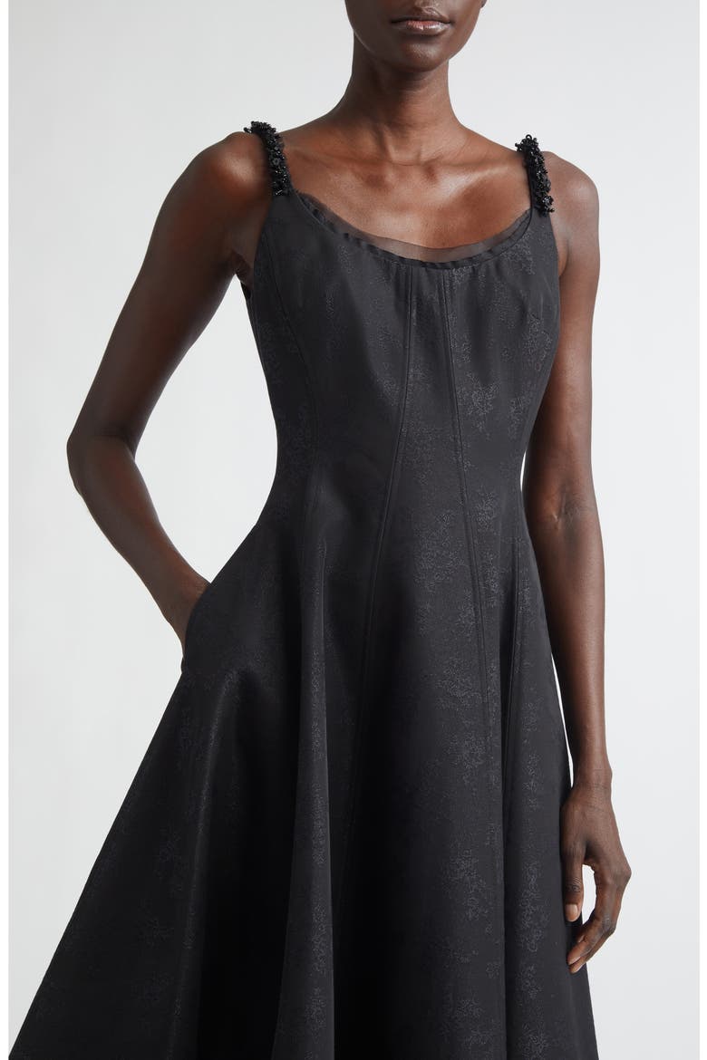 Asymmetric Midi Cocktail Dress, Alternate, color, BLACK
