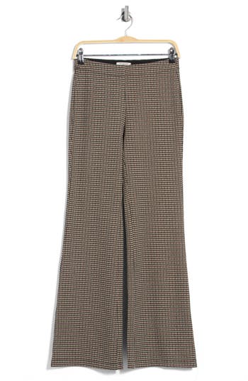 Max Studio Houndstooth Double Knit Bootcut Pants In Gray