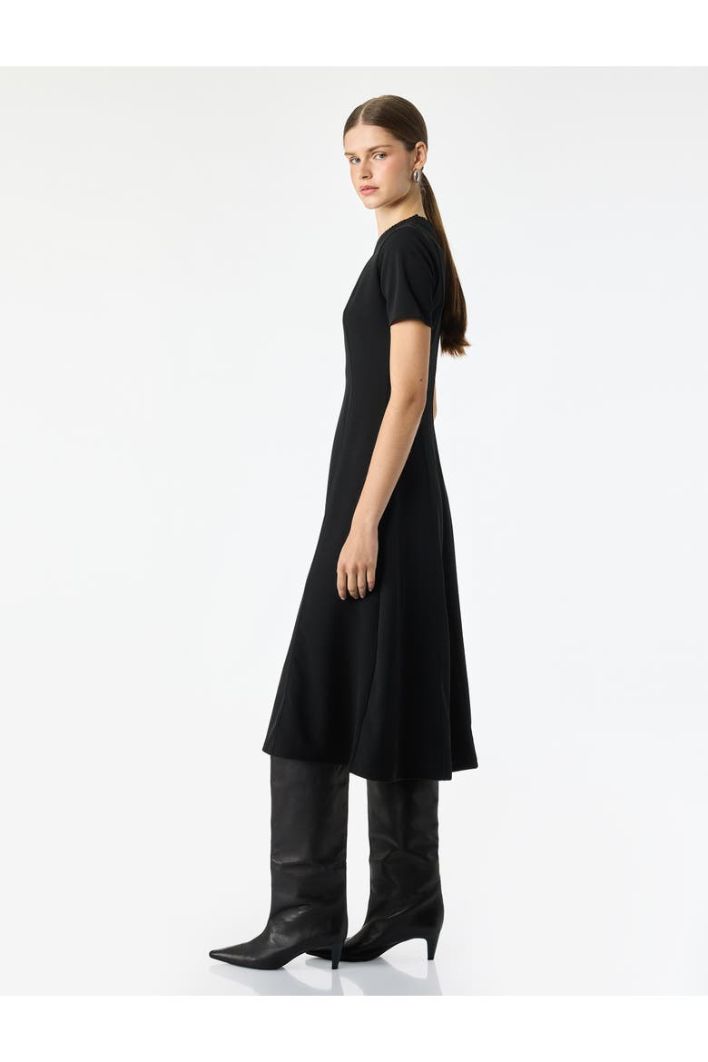 Short Sleeve Crew Neck Flare Dress, Alternate, color, BLACK