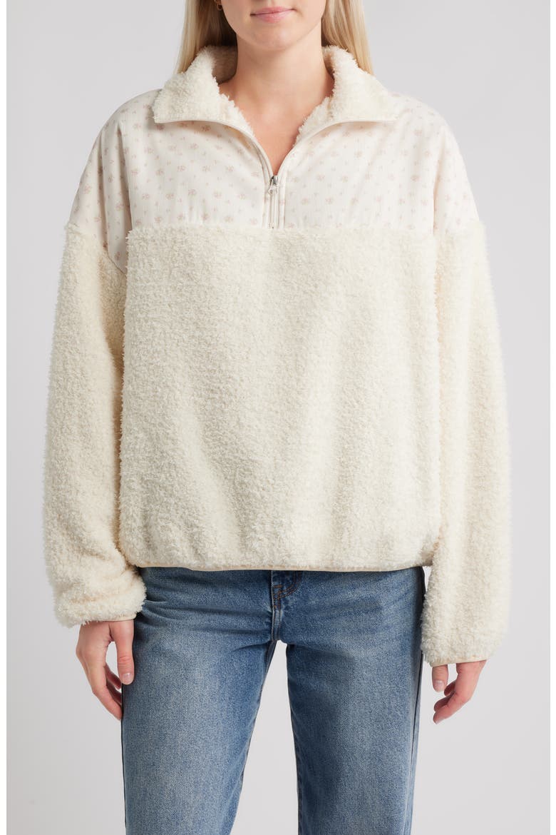 Garden Confetti Half Zip Fleece Sweatshirt, Main, color, CREAM