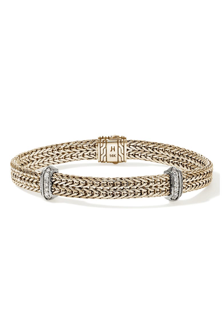 Icon Link Diamond Station Bracelet, Main, color, GOLD