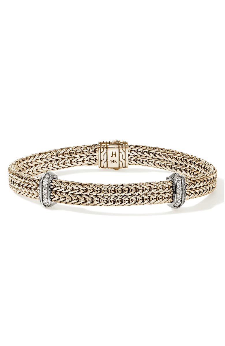 John Hardy Icon Link Diamond Station Bracelet, Main, color, Gold