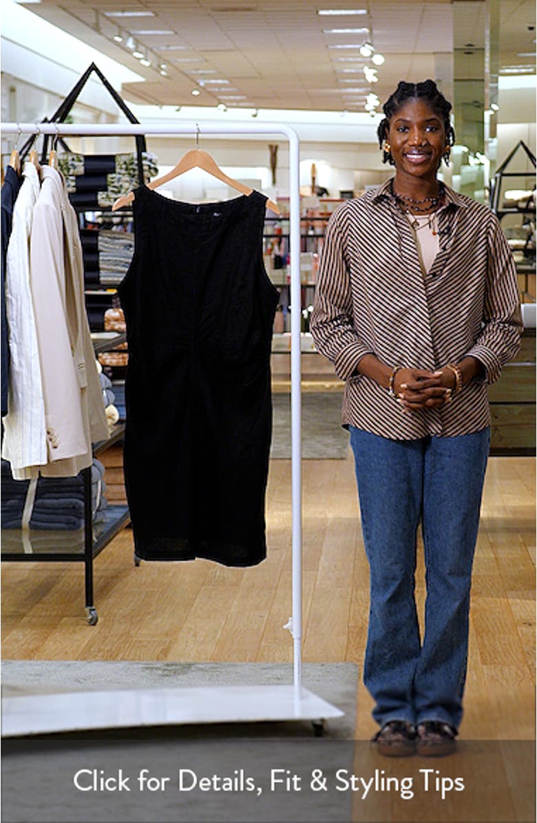 Boat Neck Shirred Linen Minidress, sales video thumbnail