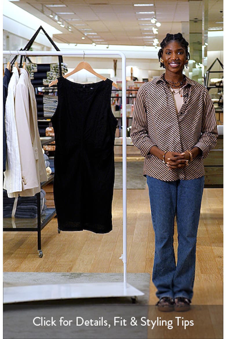 Boat Neck Shirred Linen Minidress video