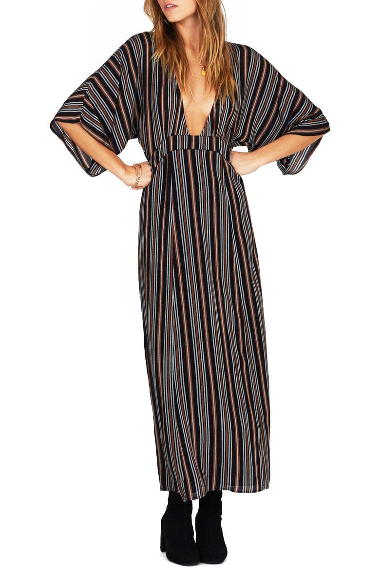 Forever & Day Stripe Maxi Dress, Main, color, BLACK