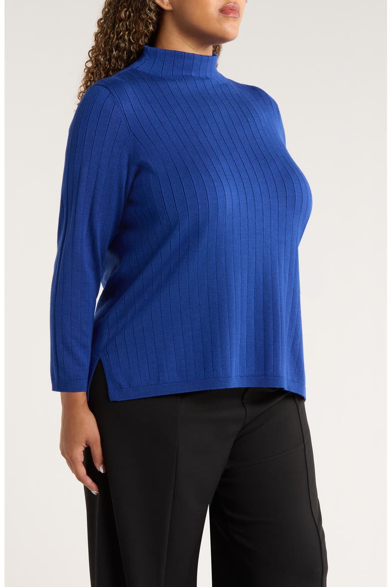 Funnel Neck Wide Rib Sweater, Alternate, color, SAPPHIRE