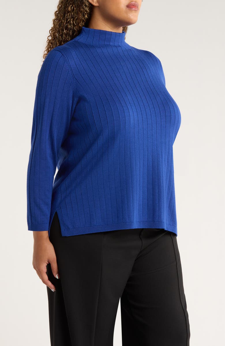 Jones New York Funnel Neck Wide Rib Sweater, Alternate, color, Sapphire