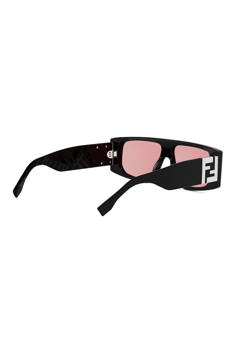 FF Squared 56mm Rectangular Sunglasses, Alternate, color, SHINY BLACK / VIOLET