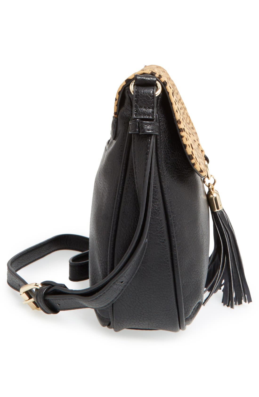 'Noble' Faux Leather & Genuine Calf Hair Shoulder/Crossbody Bag, Alternate, color, LEOPARD