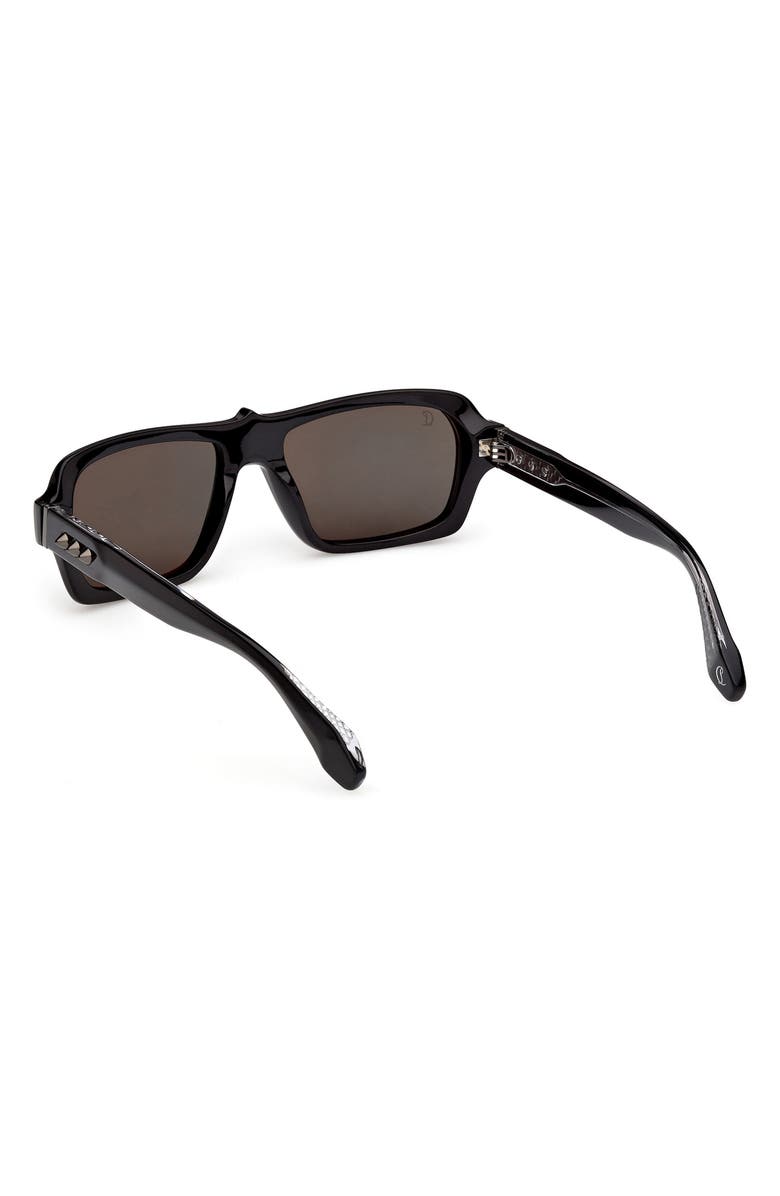 Christian Louboutin 56mm Rectangular Sunglasses, Alternate, color, Black Gunmetal / Zeiss Smoke