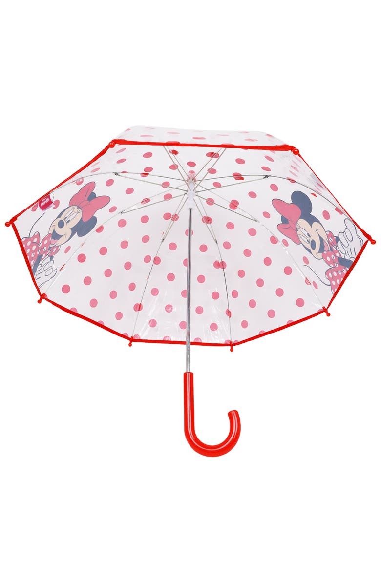 Disney Minnie Mouse Children's Clear Dome Umbrella, Alternate, color, Red