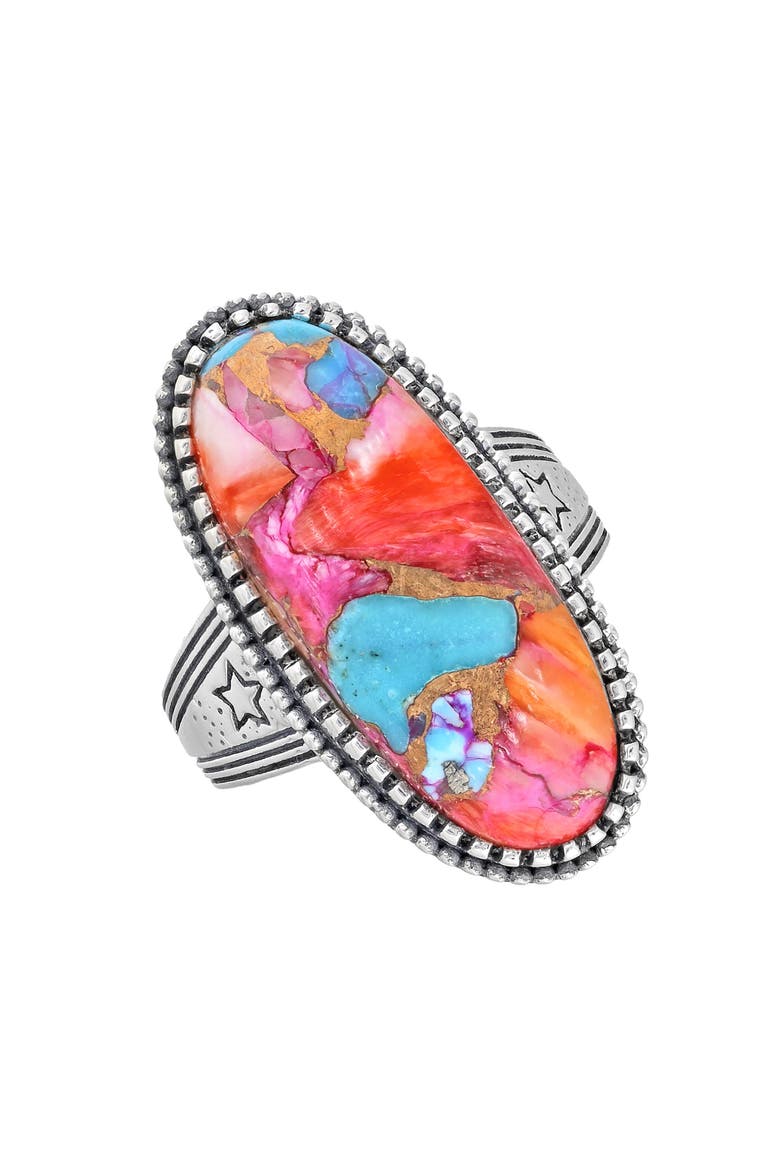 Oval Cut Pink Turquoise Ring, Main, color, PINK