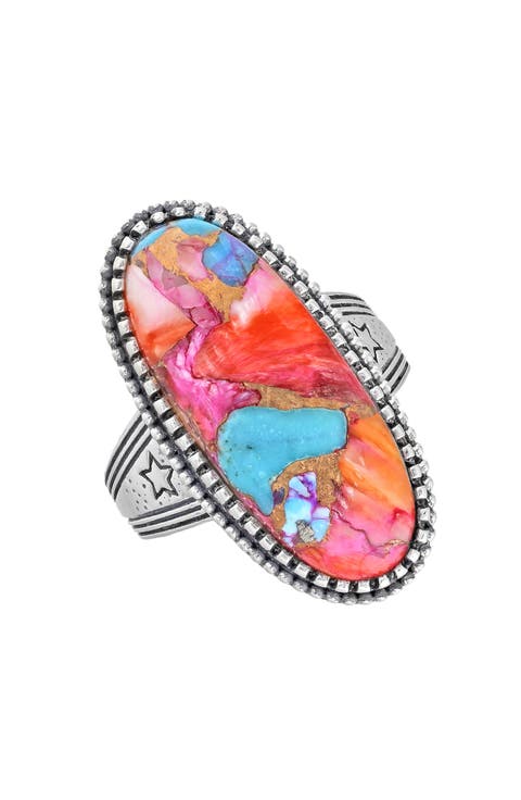 Oval Cut Pink Turquoise Ring