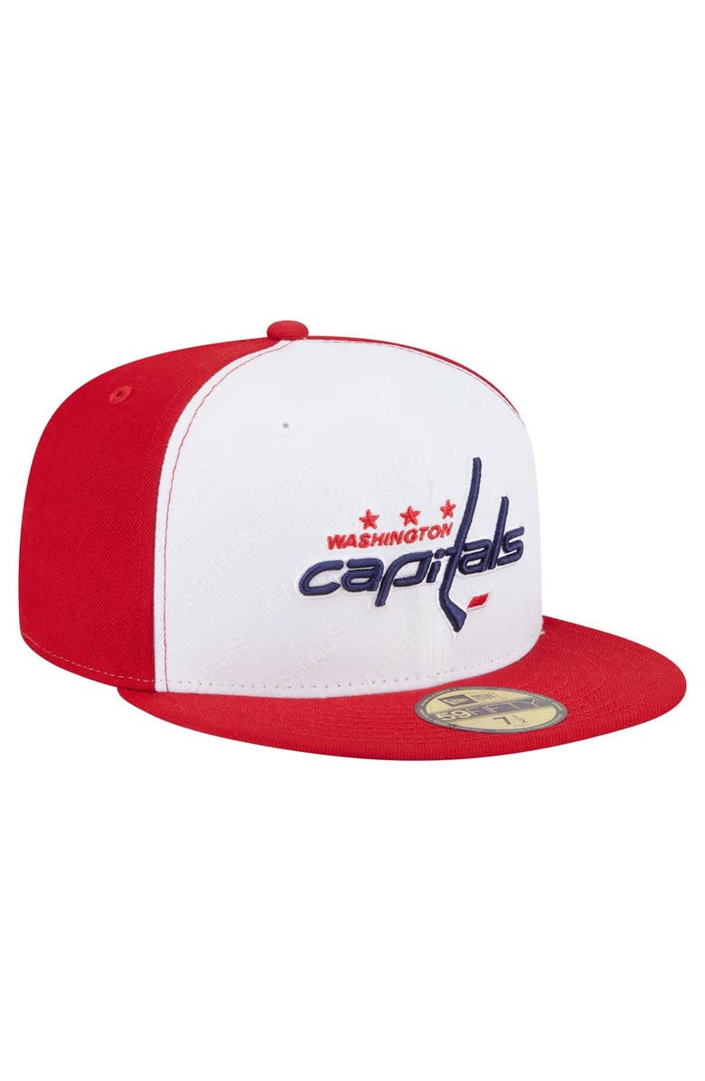 New Era Men's New Era White/Red Washington Capitals Repeat Two-Tone 59FIFTY Fitted Hat, Alternate, color, White